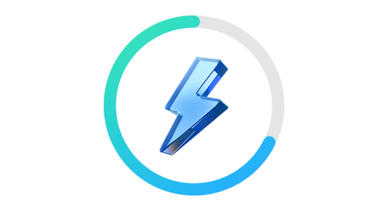 Ikona błyskawicy w okręgu symbolizująca szybkie ładowanie urządzenia.