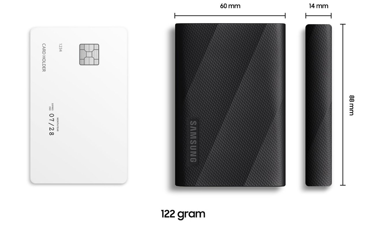 Dysk zewnętrzny SSD Samsung T9 Czarny - Widok od przodu pod kątem