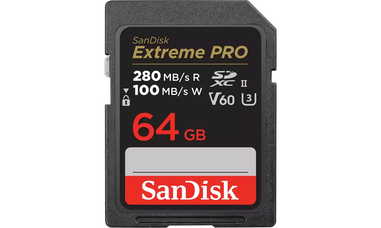 Karta pamięci SanDisk SDXC Extreme PRO V60 UHS-II 64 GB - Widok od przodu