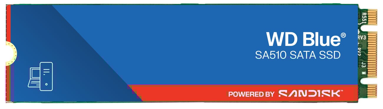 Dysk SSD M.2 WD Blue SA510 1 TB - Widok od przodu pod kątem