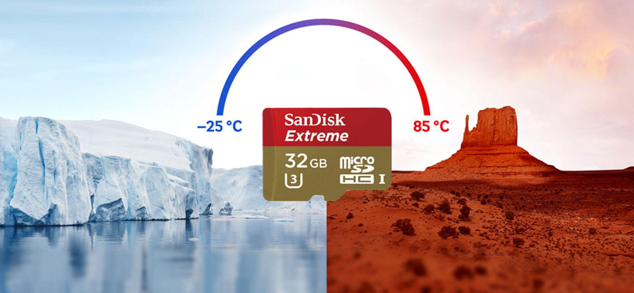 SanDisk 32GB microSDHC wytrzymałość ekstremalne warunki