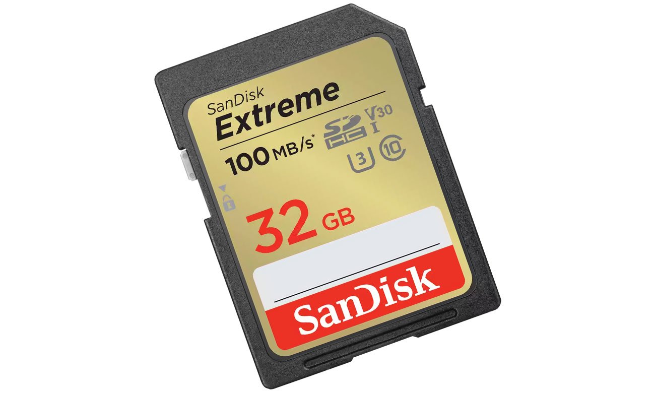 SanDisk 128GB SDXC Extreme 180MB/s A2 C10 V30 UHS-I U3 pod kątem