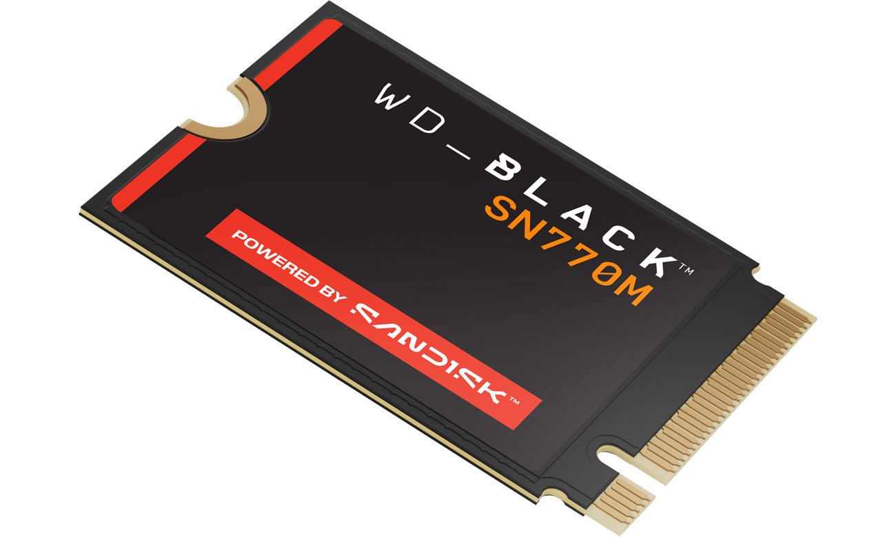 Dysk SSD M.2 WD Black SN770M PCIe Gen4 NVMe - Widok od przodu pod kątem