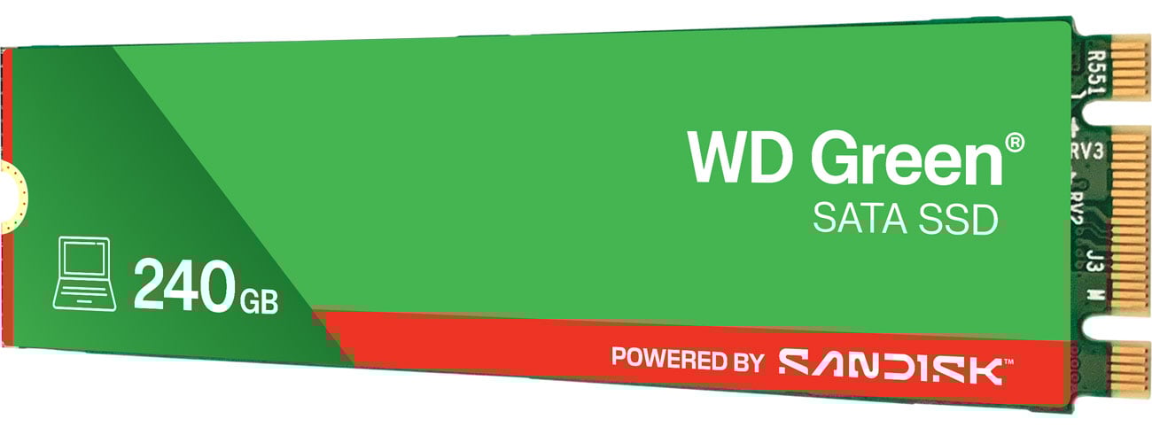 WD 240 GB M.2 SATA SSD Green widok z przodu pod kątem