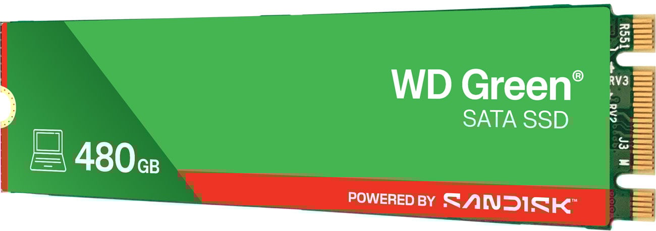 WD 240 GB M.2 SATA SSD Green widok z przodu pod kątem