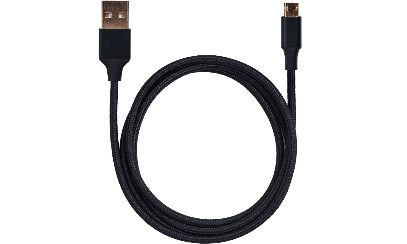 SHIRU Kabel microUSB w oplocie dwustronny czarny SMUD-01B