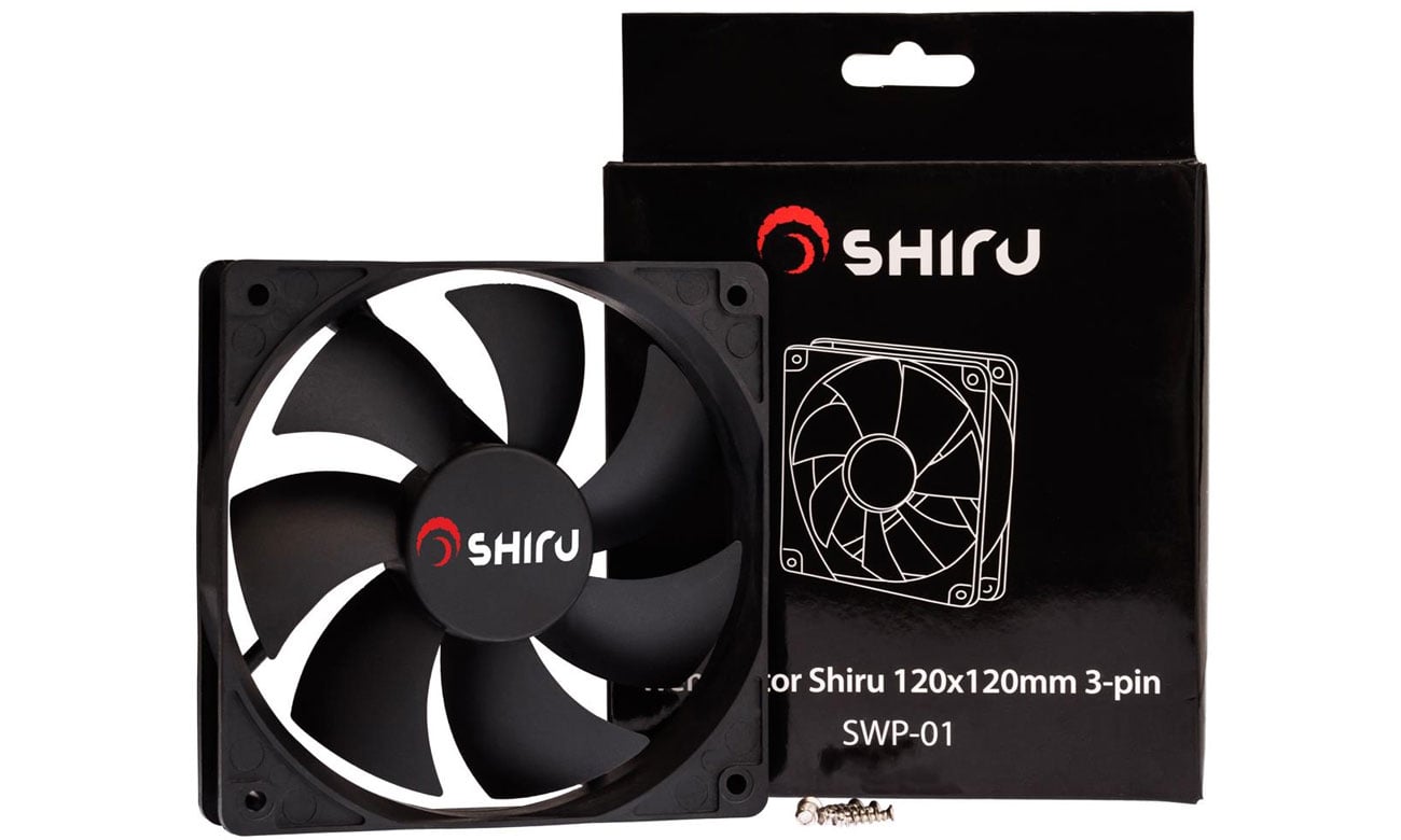Wentylator SHIRU 120 3-pin 13,6 łatwy montaż śrubki podkładki