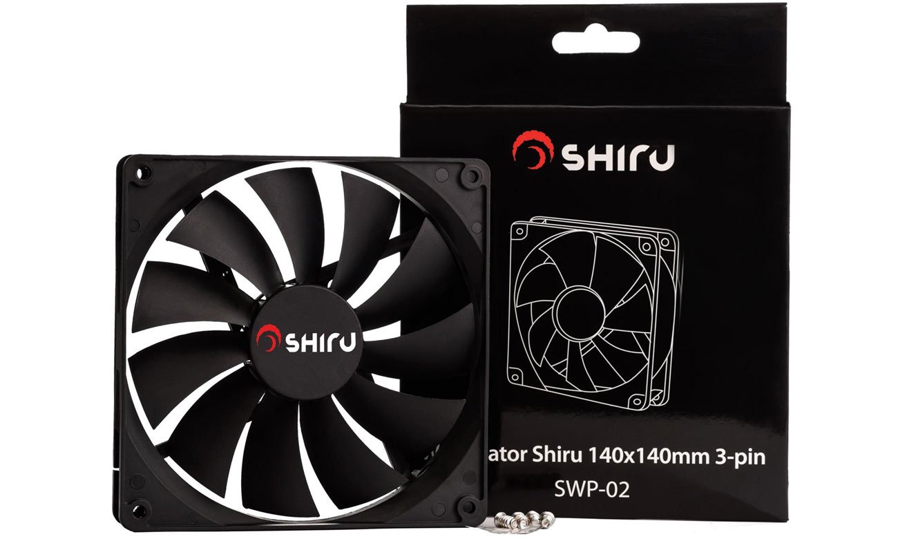 Wentylator SHIRU 140 3-pin 8,9 łatwy montaż śrubki podkładki