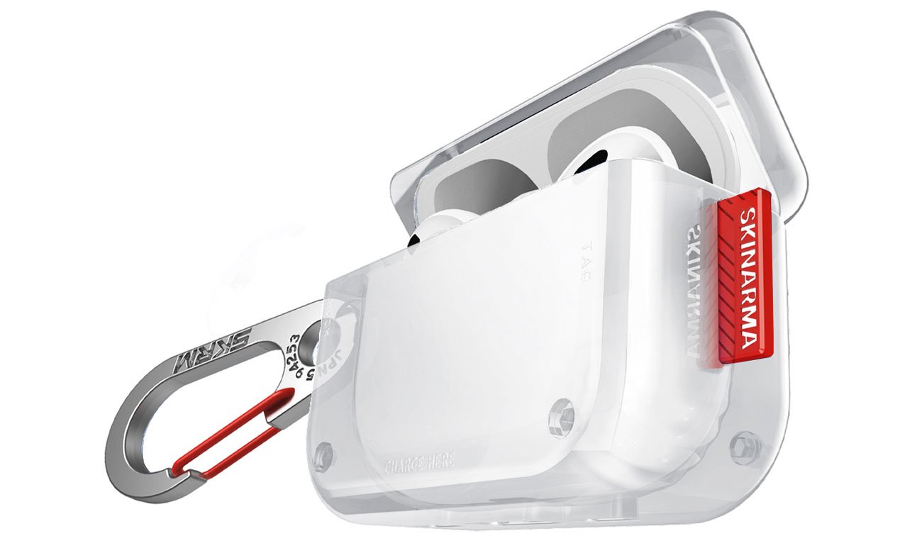 Etui Skinarma Saido do Apple AirPods Pro 2 Clear - Widok od przodu pod kątem