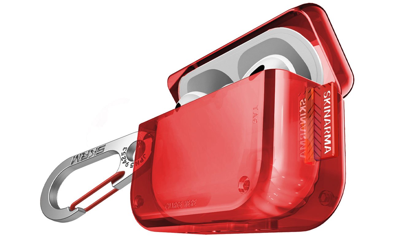 Etui Skinarma Saido do Apple AirPods Pro 2 Red - Widok od przodu pod kątem