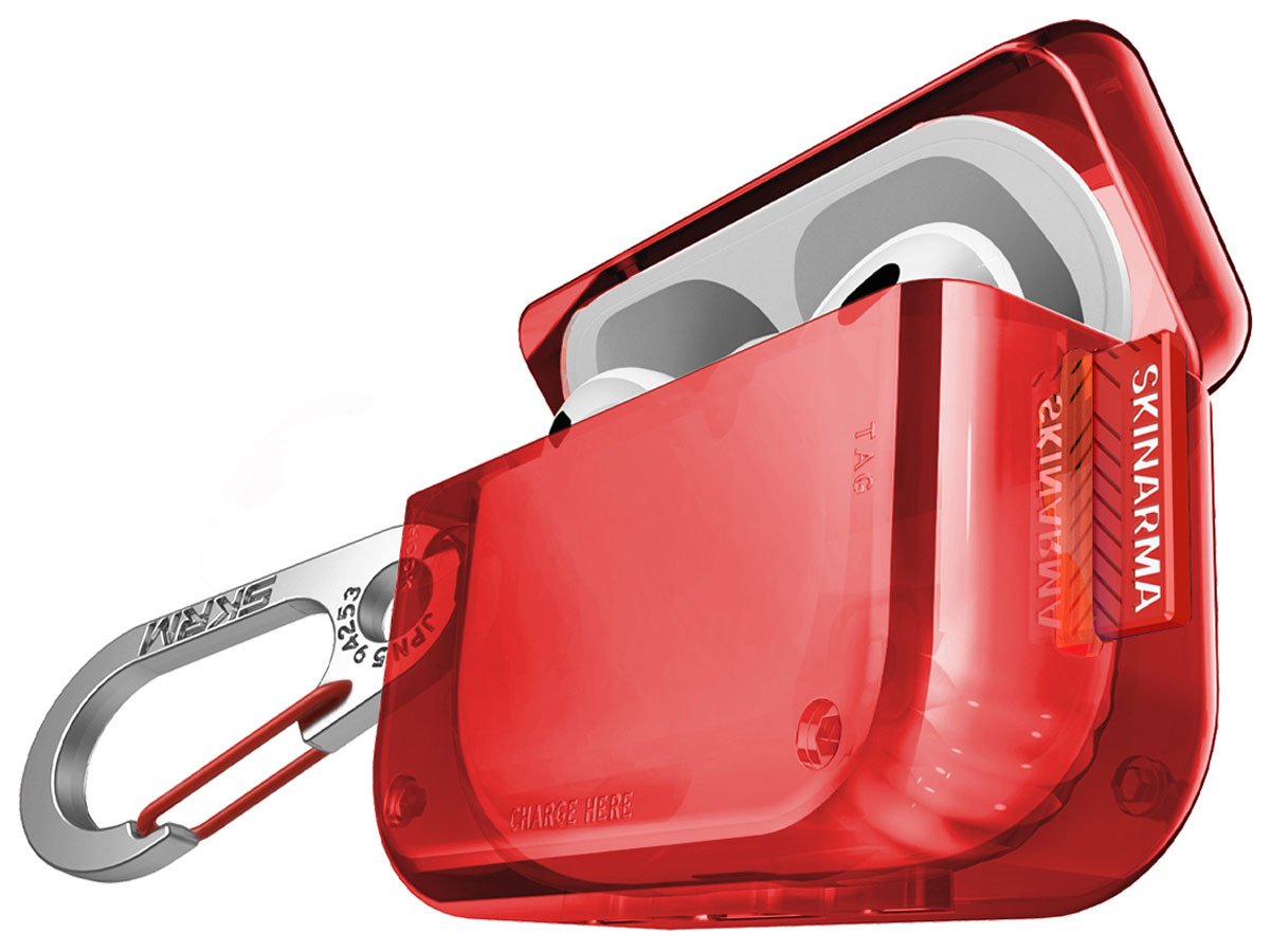Etui Skinarma Saido do Apple AirPods Pro 2 Red - Widok od przodu pod kątem