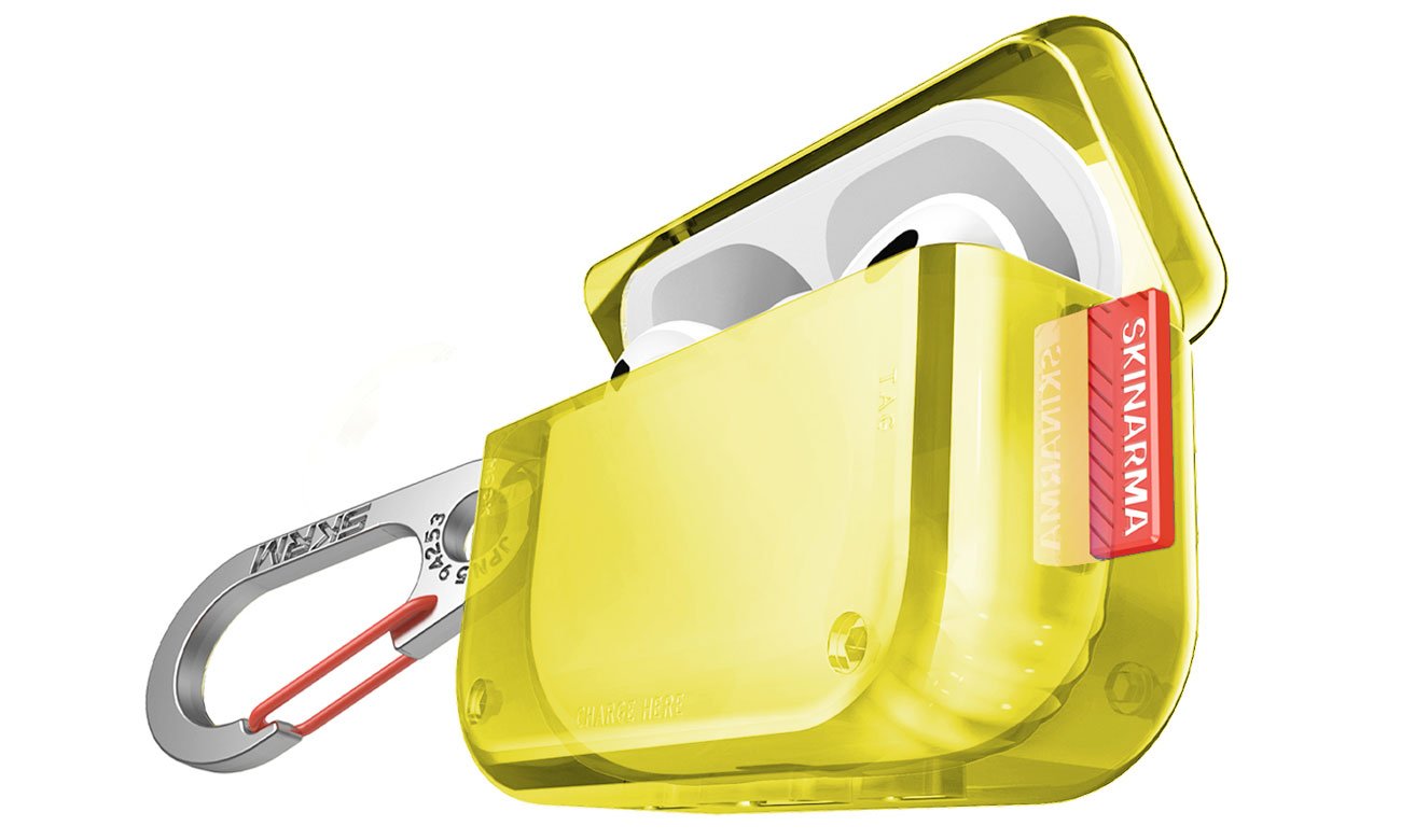 Etui Skinarma Saido do Apple AirPods Pro 2 Neon Yellow - Widok od przodu pod kątem