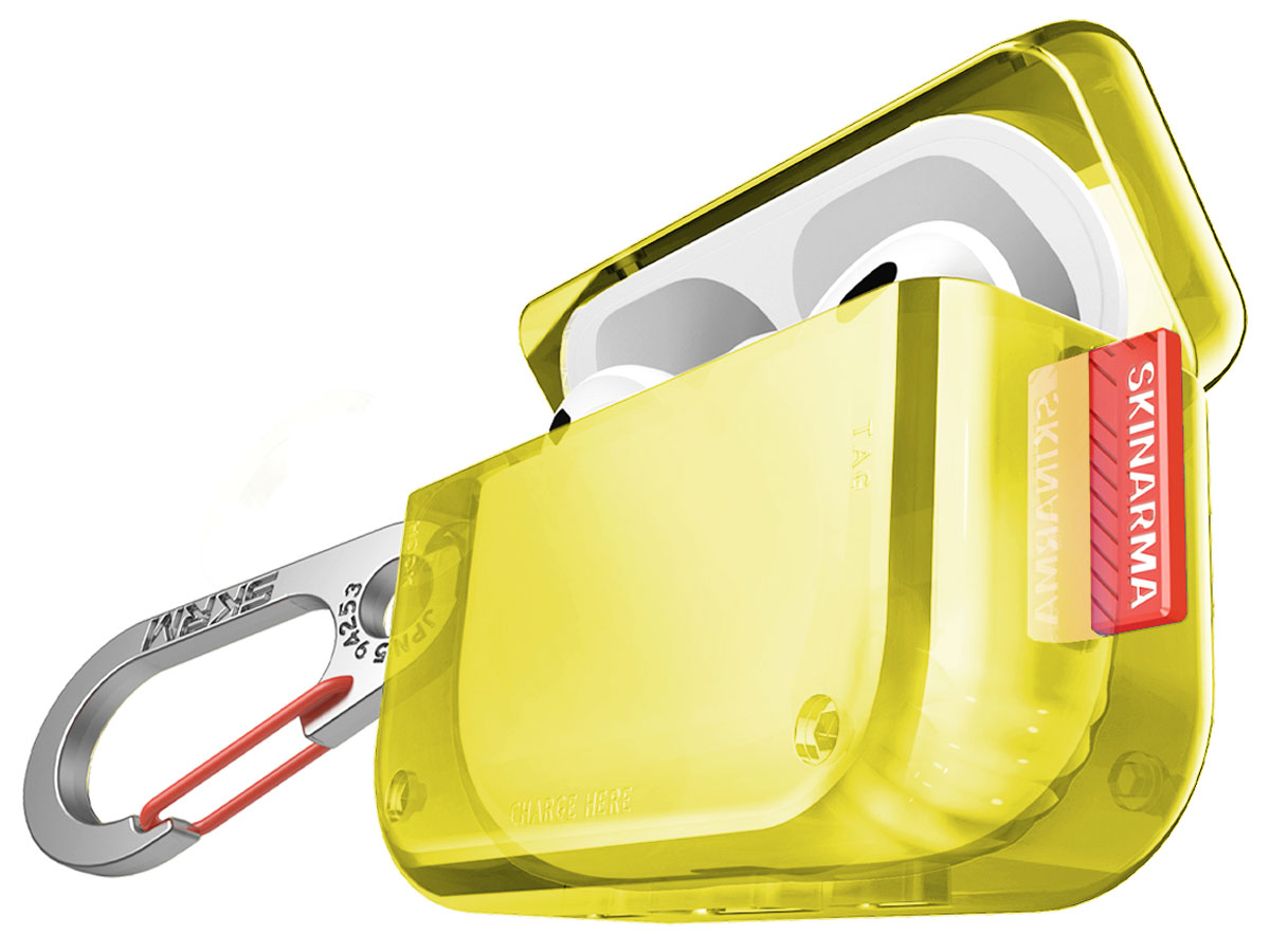Etui Skinarma Saido do Apple AirPods Pro 2 Neon Yellow - Widok od przodu pod kątem