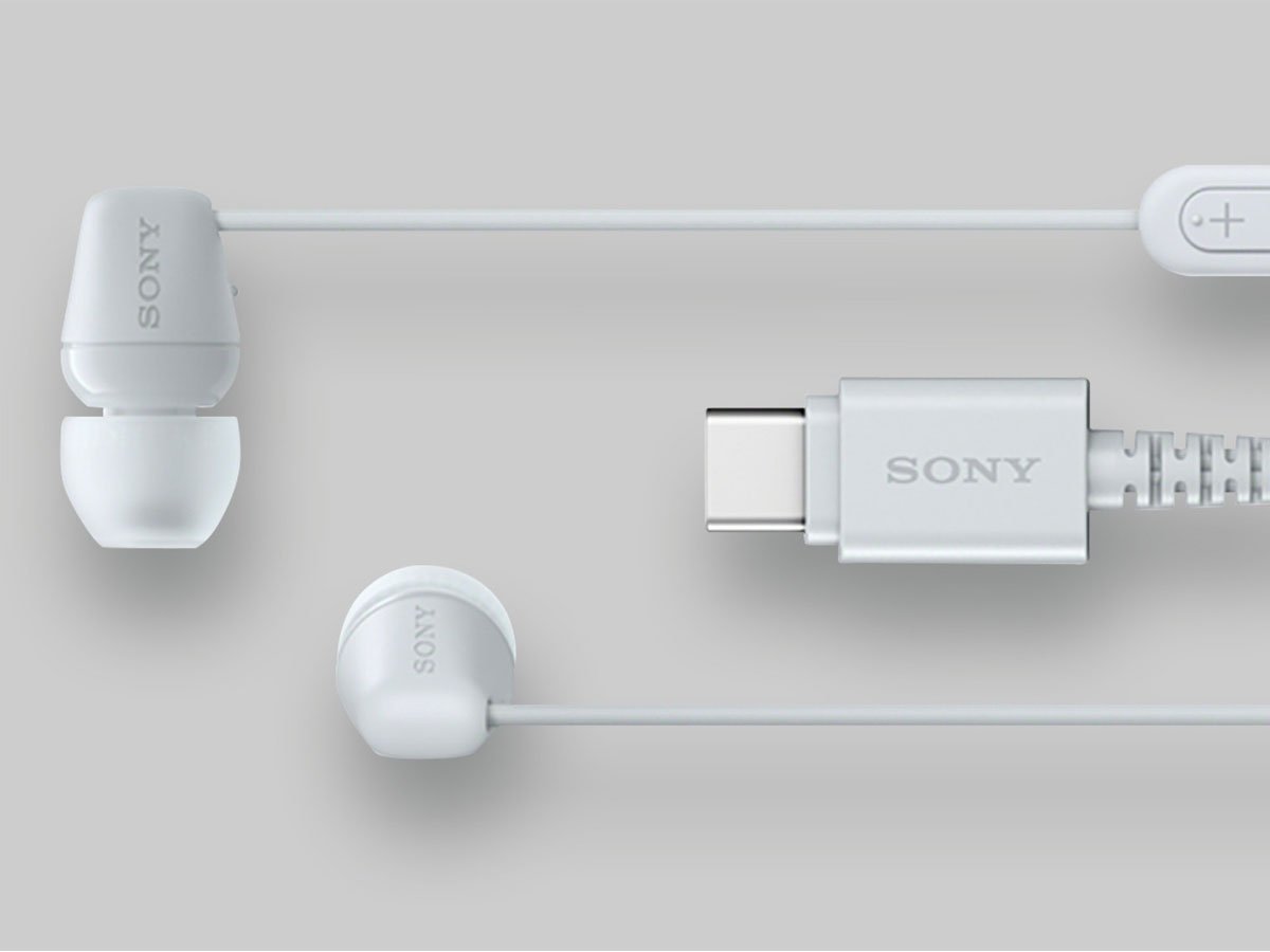 Słuchawki przewodowe Sony EX15C Białe - Widok ogólny, grafika z tłem