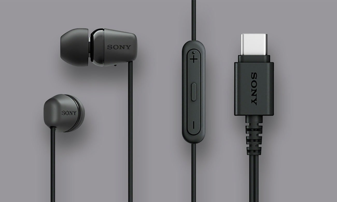 Słuchawki przewodowe Sony EX15C Czarne - Widok ogólny, grafika z tłem