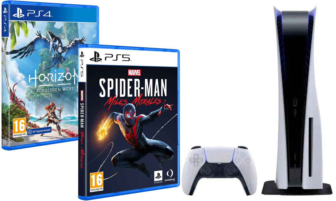 Zestaw PlayStation 5 + Horizon Forbidden West + Marvel's Spider-Man: Miles Morales