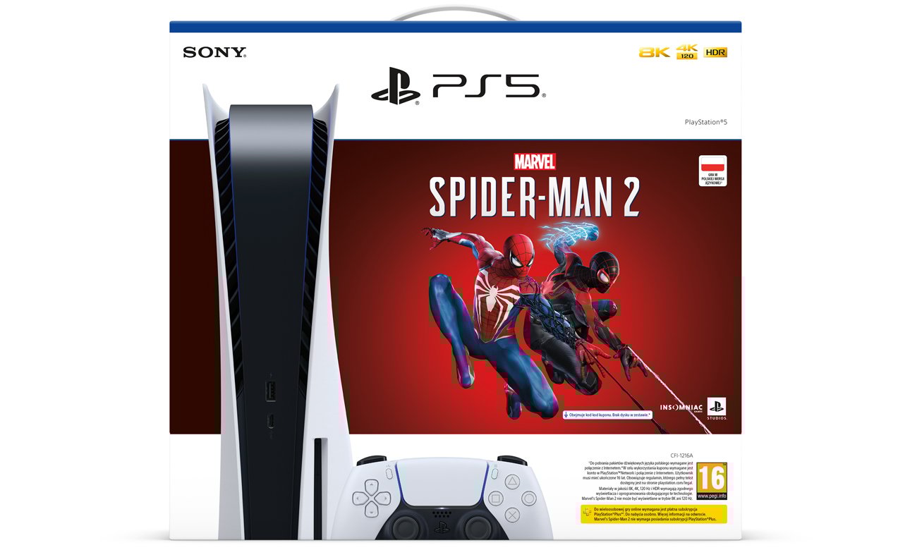 Zestaw PlayStation 5 + Marvel's Spider-Man 2 - Opakowanie