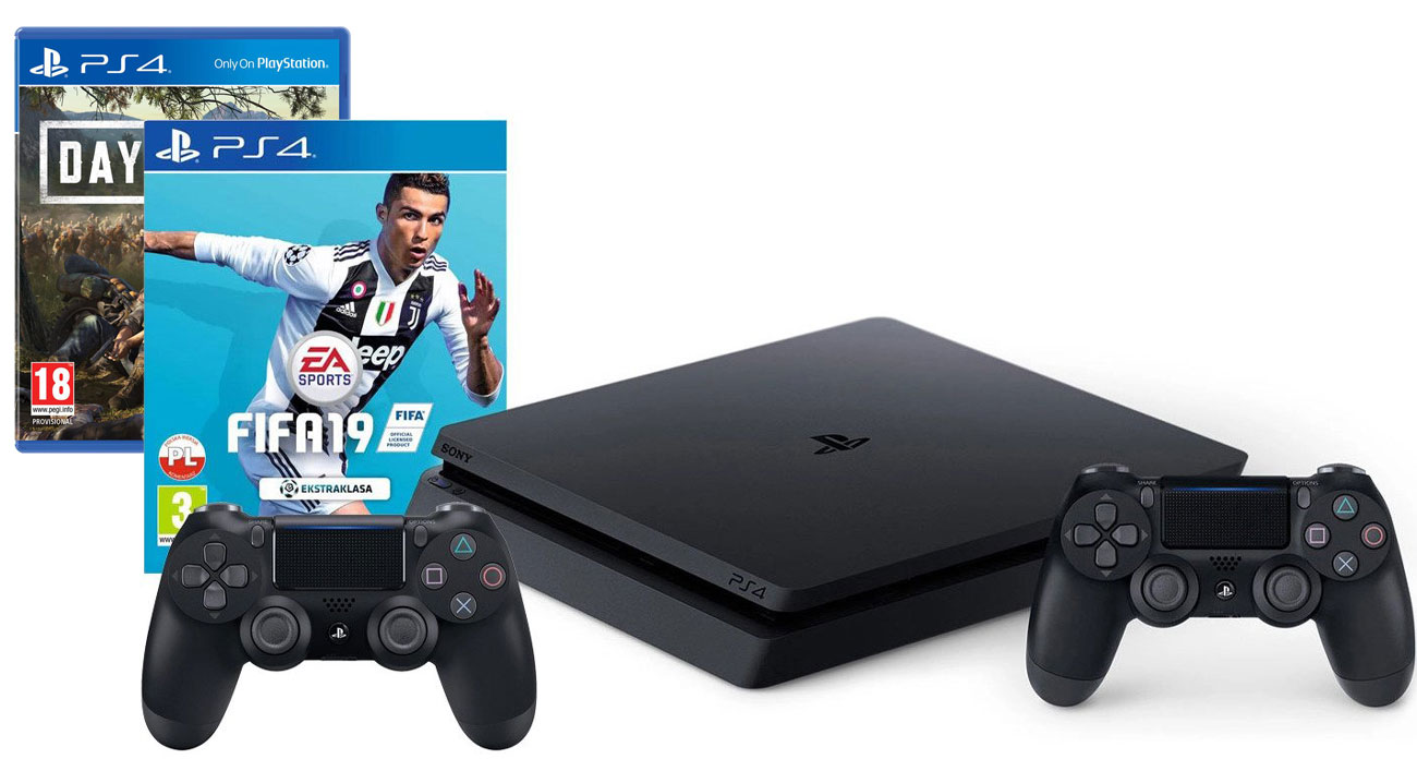 PlayStation 4 w zestawie z grami FIFA 19 i Days Gone oraz dodatkowym padem