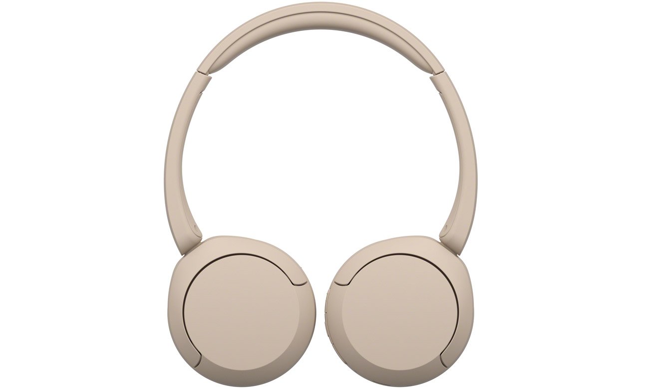 Накладні бездротові навушники Sony WH-CH520 кремового кольору – вид спереду зі складеними амбушюрами