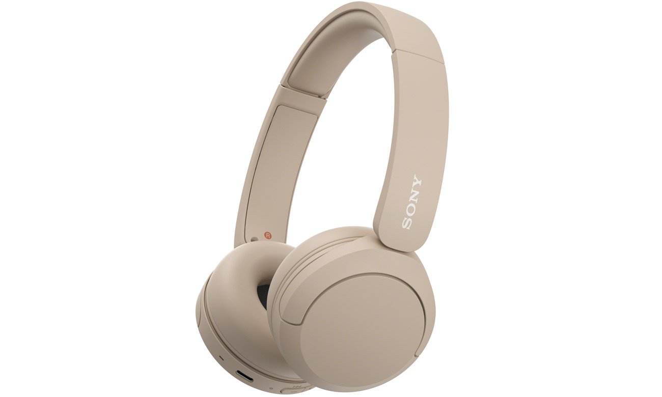 Накладні бездротові навушники Sony WH-CH520 кремового кольору – кутовий вид спереду