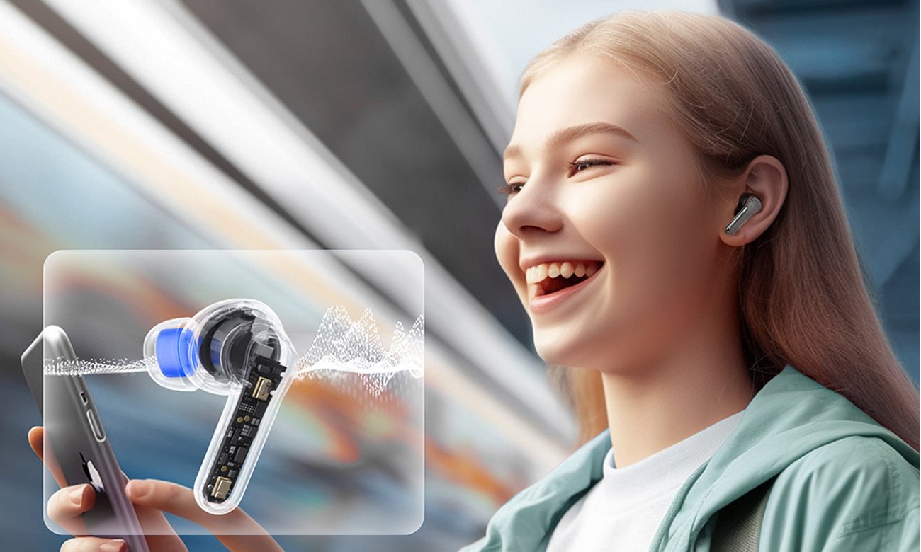 Słuchawki bezprzewodowe Soundpeats Clear Czarne - Grafika lifestyle