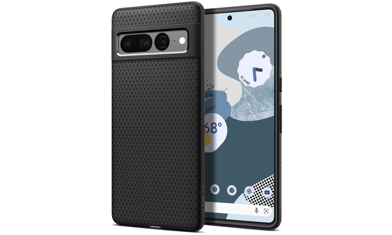 Etui Spigen Liquid Air do Google Pixel 7 Pro Black - Widok od przodu i od tyłu