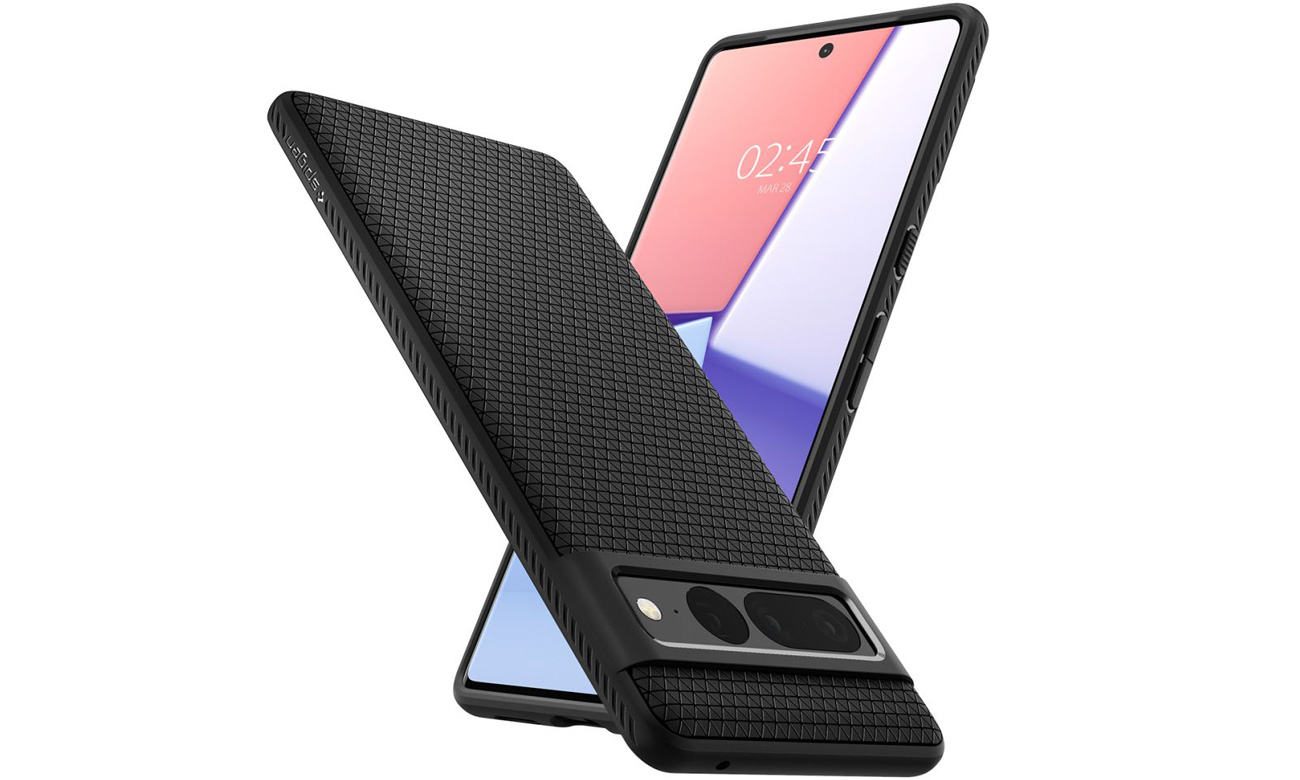 Etui Spigen Liquid Air do Google Pixel 7 Pro Black - Widok od przodu i od tyłu