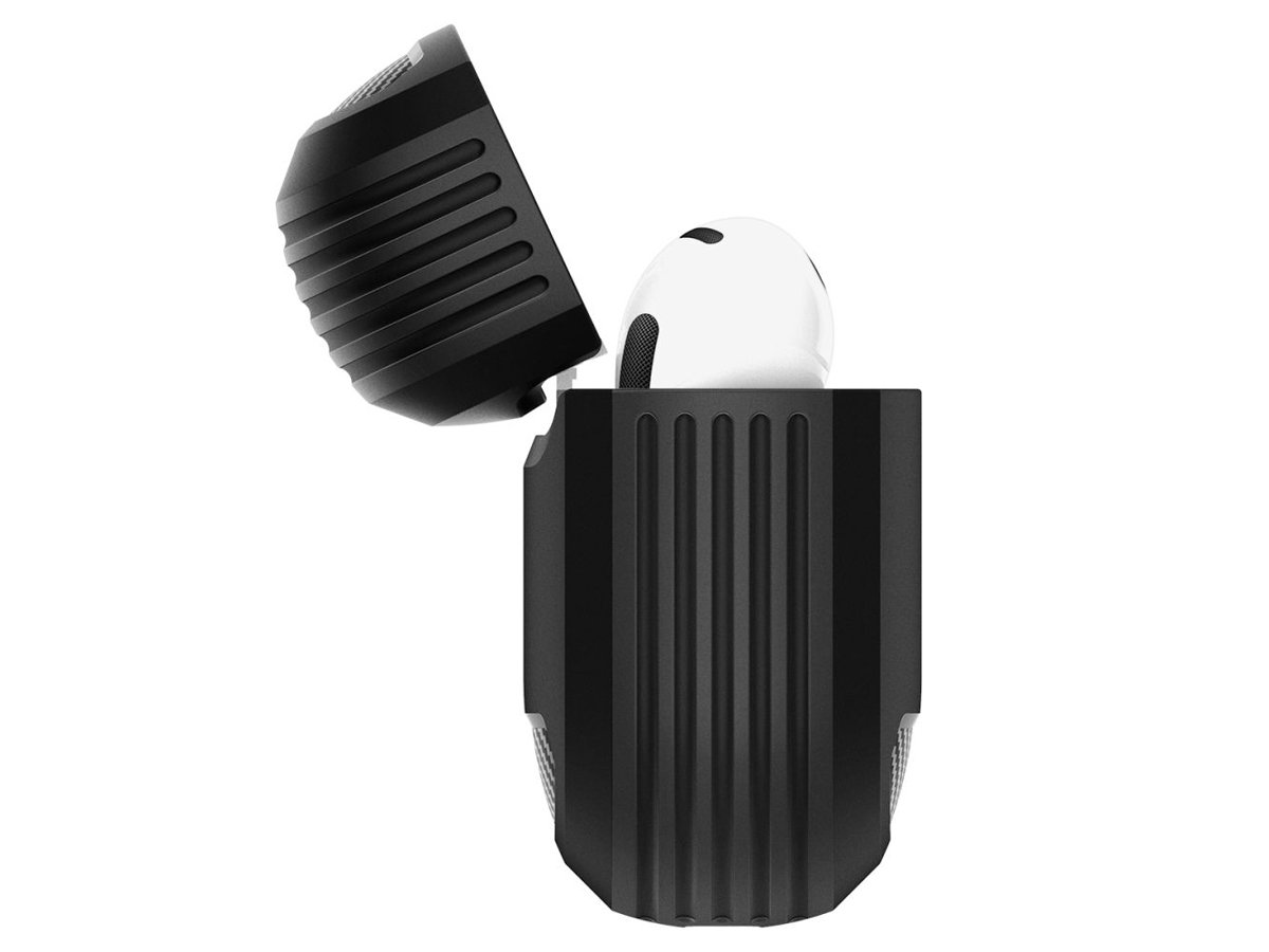 Spigen Rugged Armor Hülle für Apple AirPods 4. Generation Schwarz - Seitenansicht