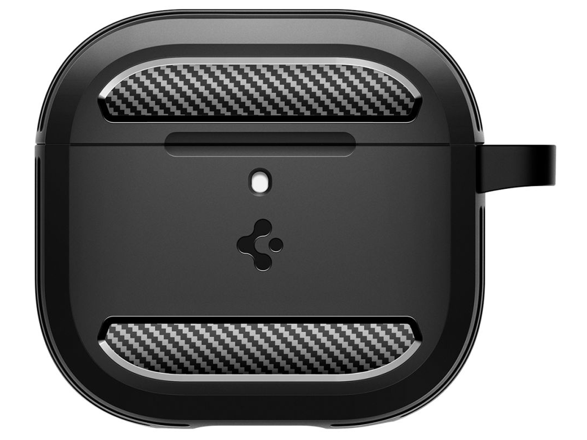 Spigen Rugged Armor Hülle für Apple AirPods 4. Generation Schwarz - Vorderansicht