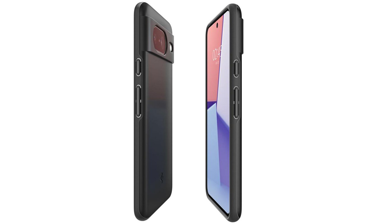 Etui Spigen Thin Fit do Google Pixel 7 Pro black - Widok od przodu i od tyłu pod kątem