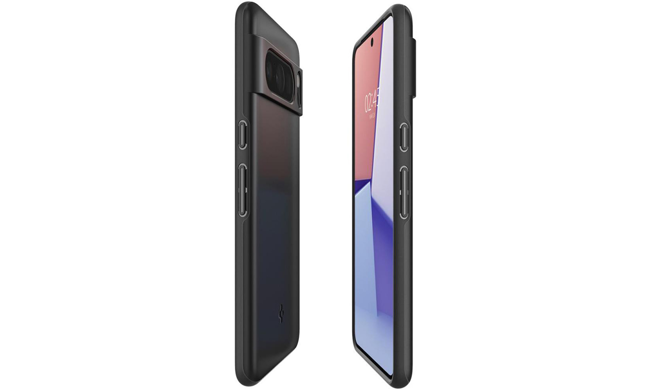 Etui Spigen Thin Fit do Google Pixel 7 Pro black - Widok od przodu i od tyłu pod kątem