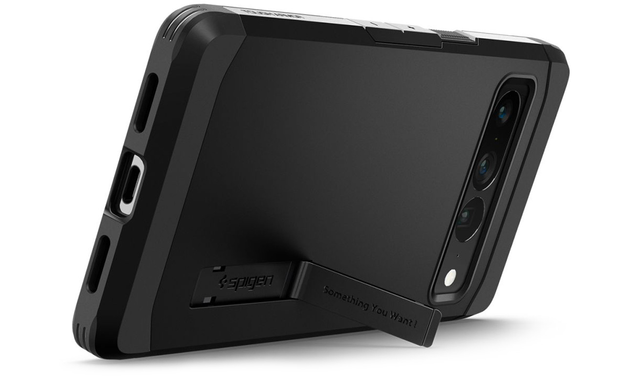 Etui Spigen Tough Armor do Google Pixel 7 Pro czarne - Wbudowana podstawka