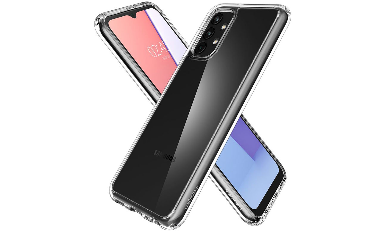 Etui Spigen Ultra Hybrid Clear do Samsung Galaxy A13 - Widok z tyłu pod kątem