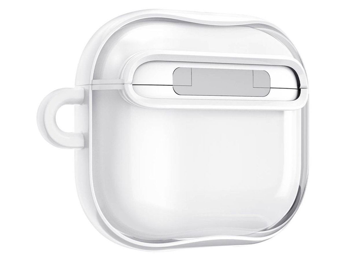 Spigen Ultra Hybrid Hülle für Apple AirPods 4. Generation Jet White - Rückansicht im Winkel