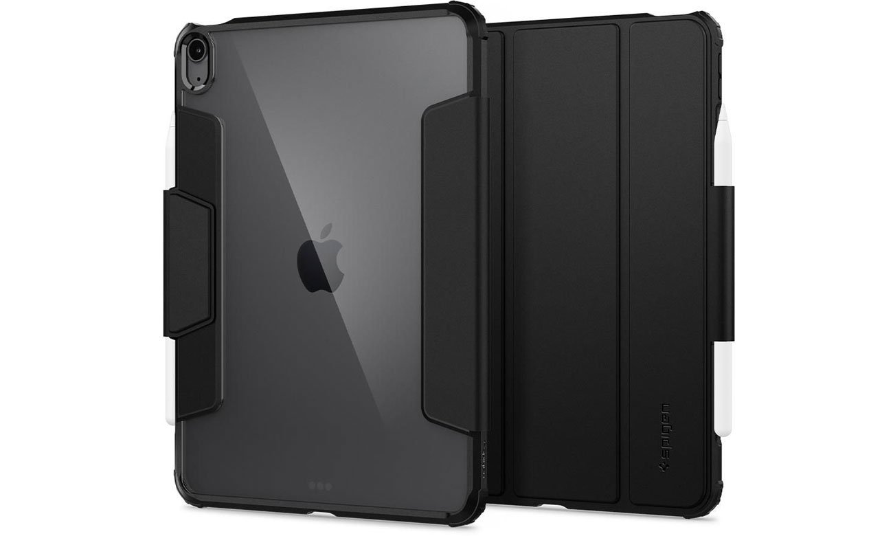 Etui Spigen Ultra Hybrid Pro für iPad Air 4 / Air 5 Schwarz - Vorder- und Rückansicht