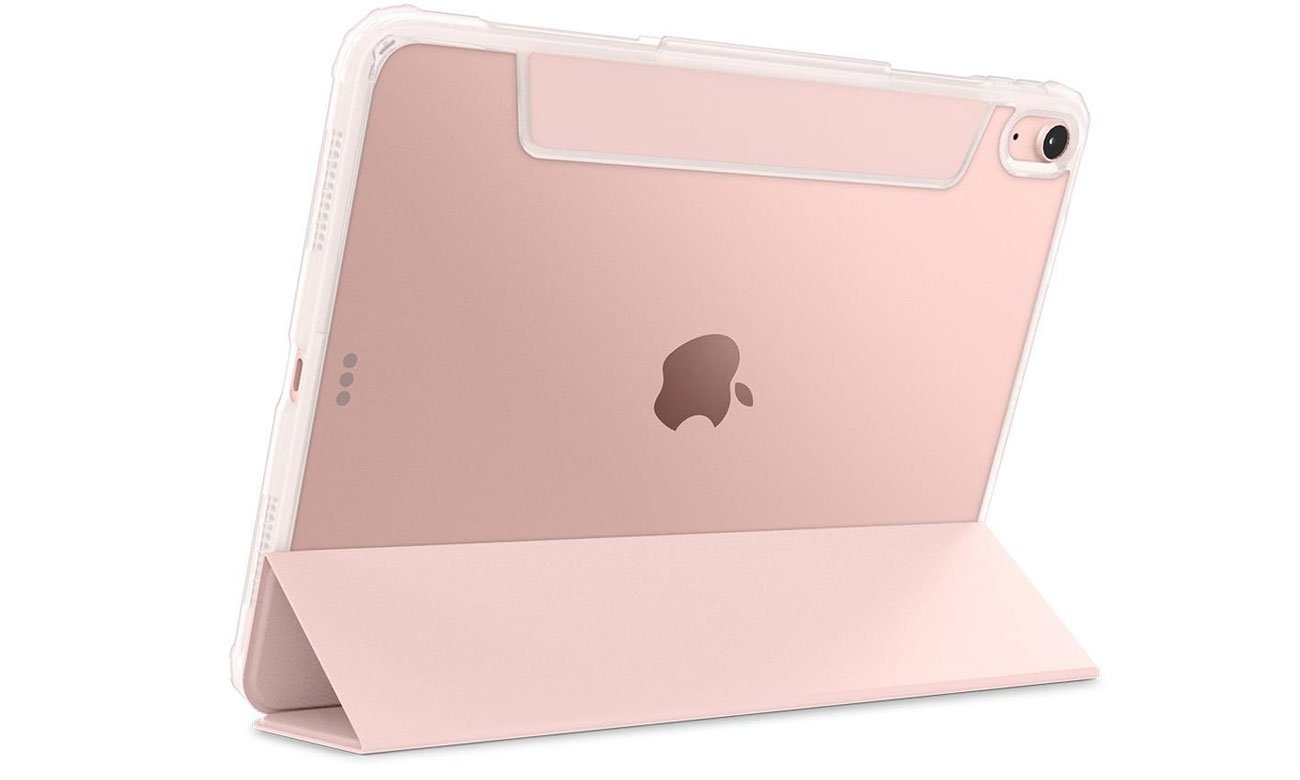 Etui Spigen Ultra Hybrid Pro für iPad Air 4 / Air 5 Roségold - Rückansicht in stehender Position