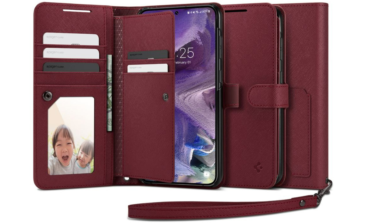 Etui Spigen Wallet S Plus do Samsung Galaxy S23 burgundy