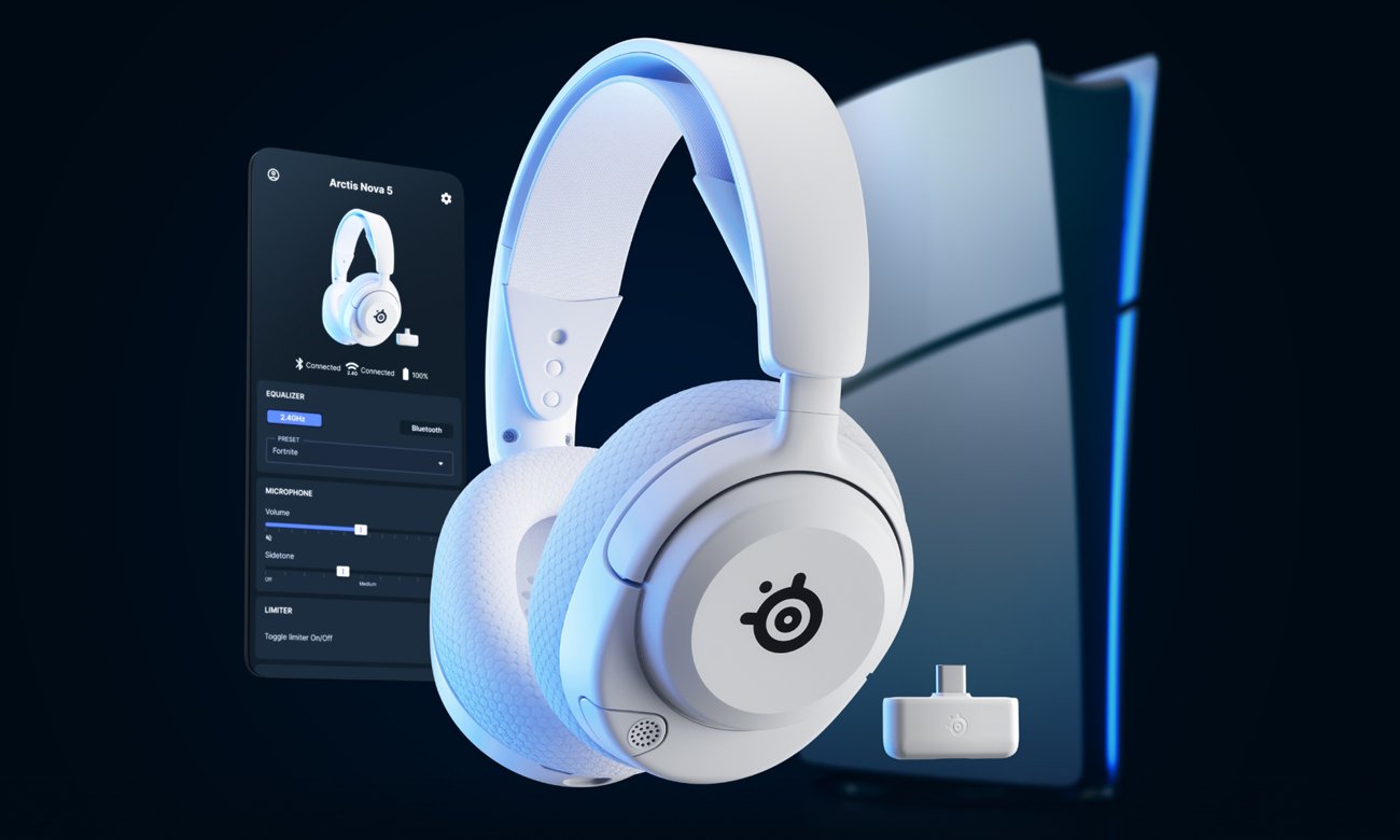 Słuchawki bezprzewodowe SteelSeries Arctis Nova 5P Wireless Białe - Grafika lifestyle