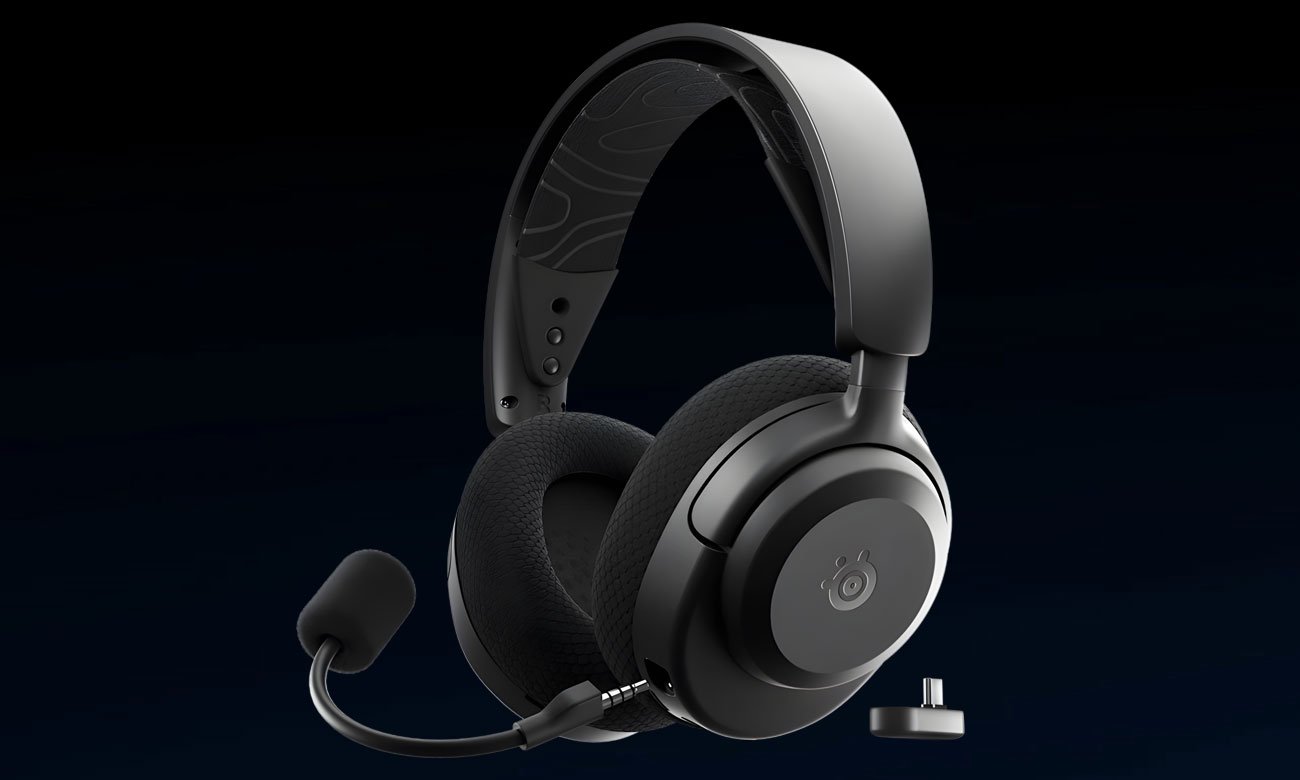 Słuchawki bezprzewodowe SteelSeries Arctis Nova 3P Wireless Czarne - Widok ogólny, grafika z tłem