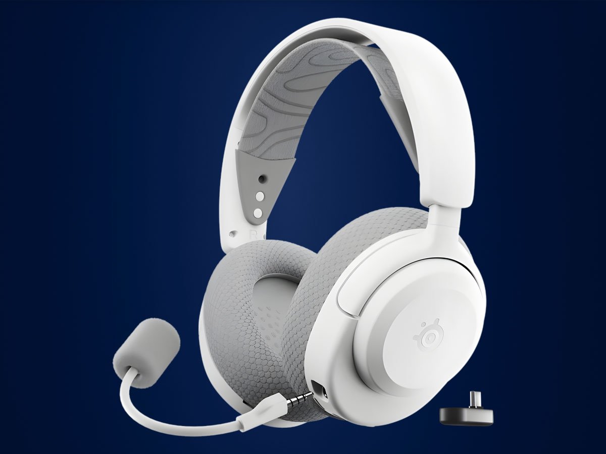 Słuchawki bezprzewodowe SteelSeries Arctis Nova 3P Wireless Białe - Widok ogólny, grafika z tłem