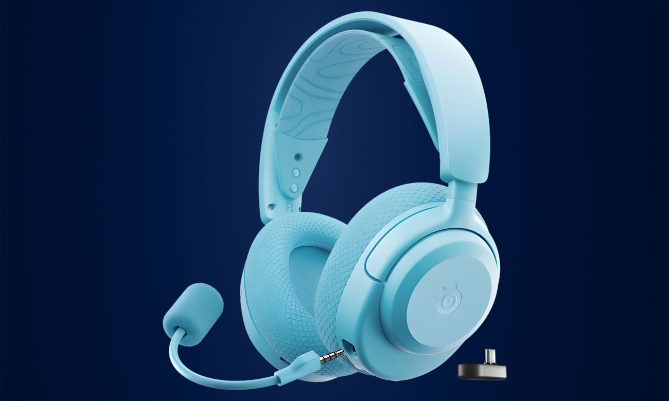 Słuchawki bezprzewodowe SteelSeries Arctis Nova 3P Wireless Niebieskie - Widok ogólny, grafika z tłem