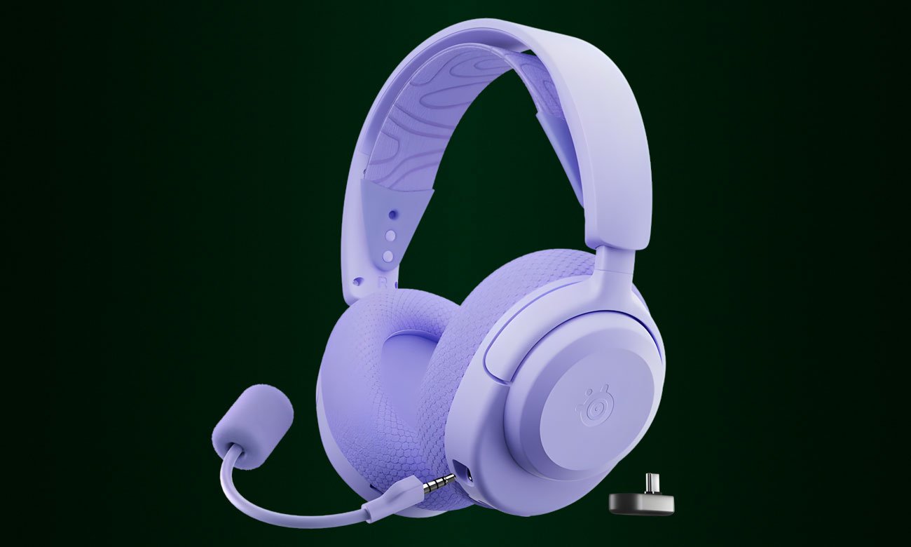 Słuchawki bezprzewodowe SteelSeries Arctis Nova 3X Wireless Fioletowe - Widok ogólny, grafika z tłem