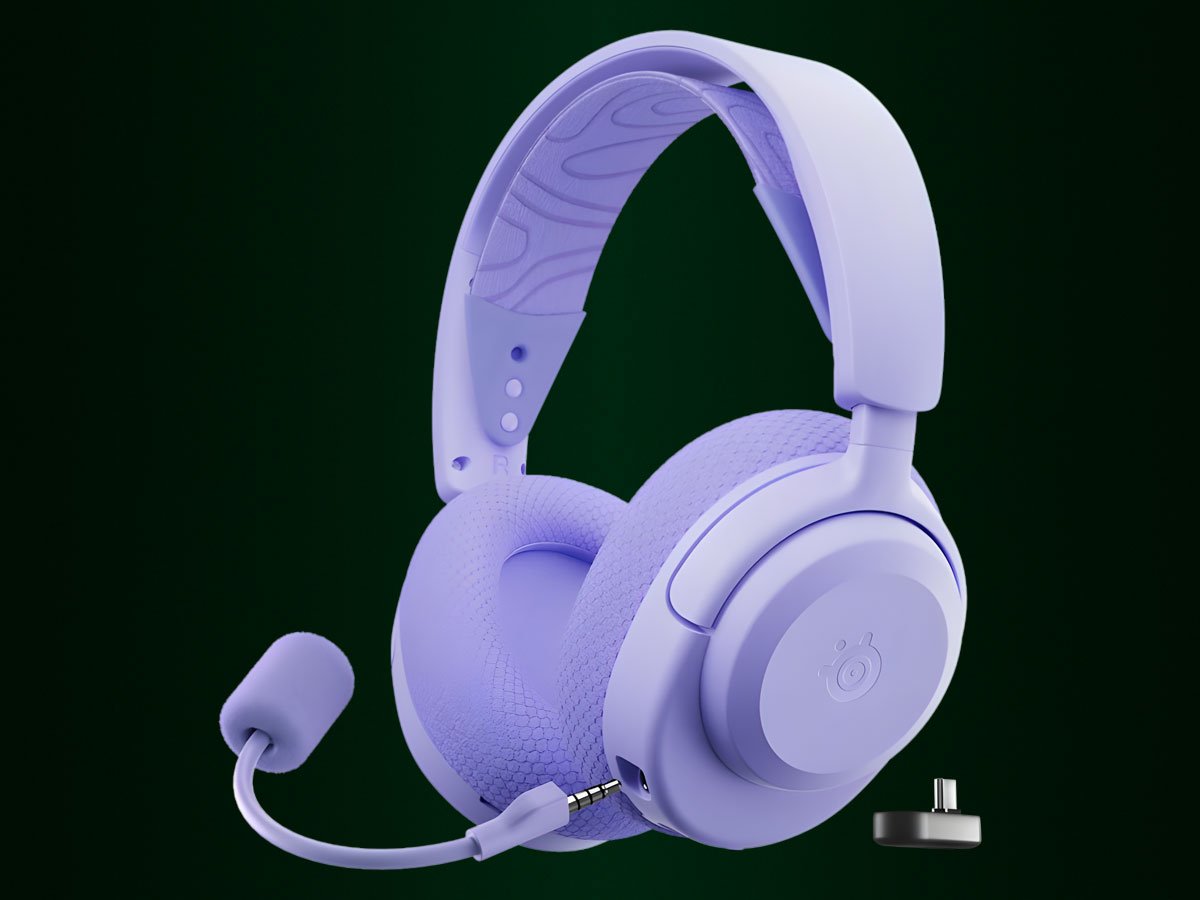 Słuchawki bezprzewodowe SteelSeries Arctis Nova 3X Wireless Fioletowe - Widok ogólny, grafika z tłem