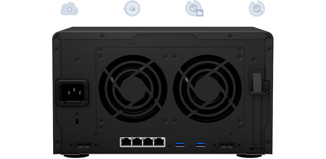 Synology DS1618+ Widok z tyłu, złącza; Kopie zapasowe