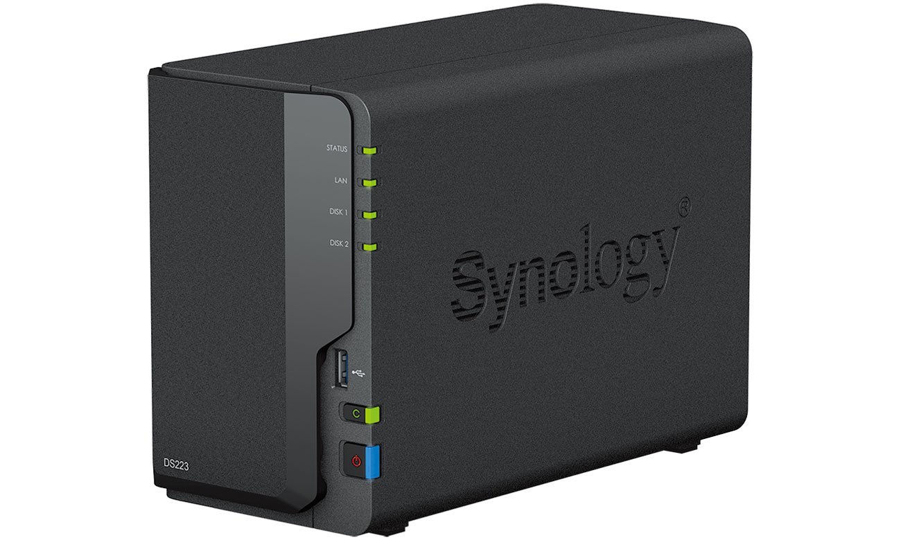 Synology DS223 widok z boku pod kątem