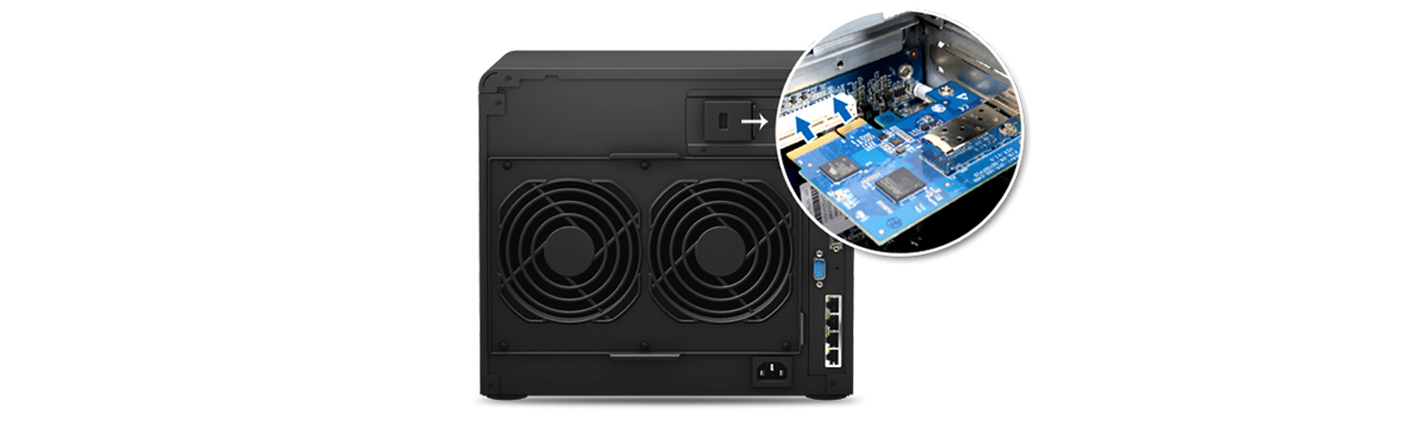 Synology DS3615xs porty LAN i PCIe