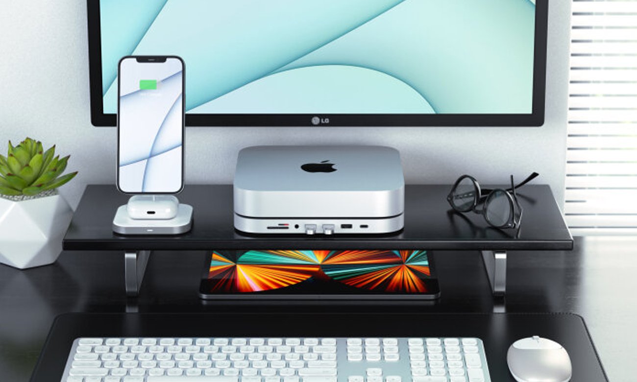Satechi Aluminium Hub SSD Mac Mini stanowisko