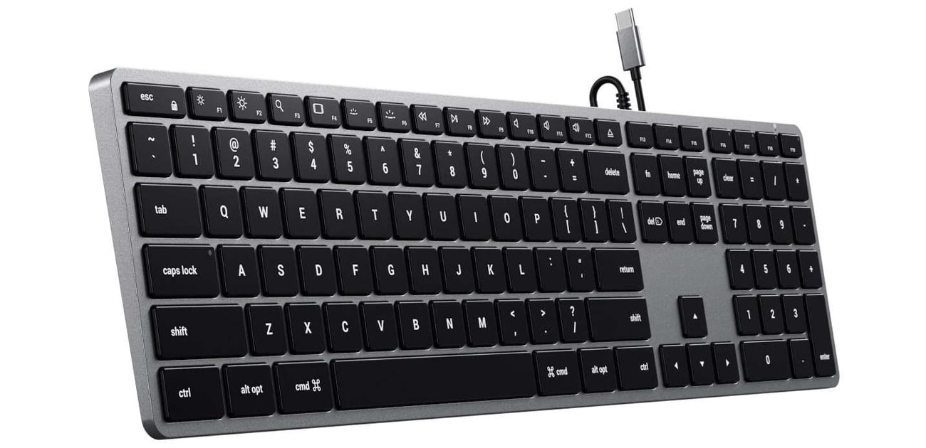 Satechi Slim W3 Backlit Wired widok z góry pod kątem