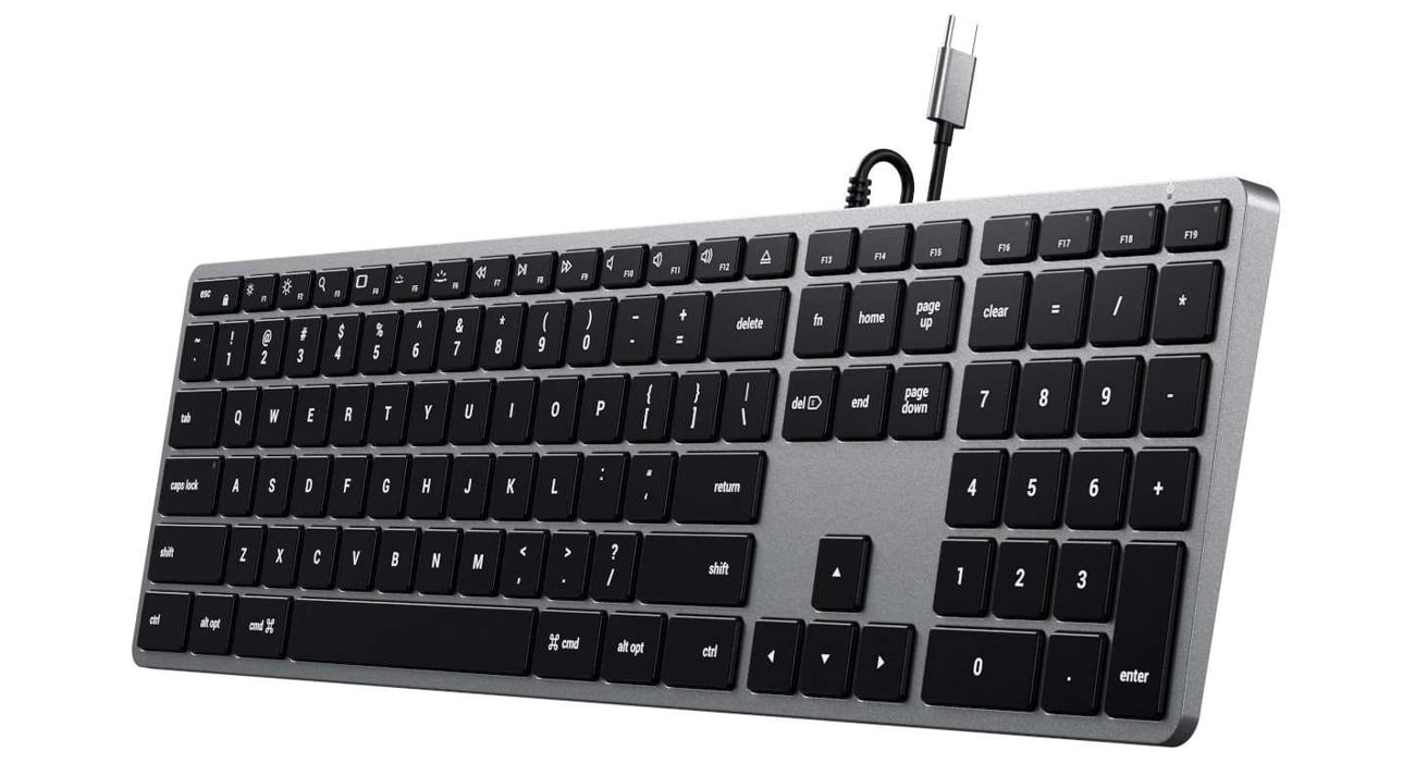 Satechi Slim W3 Backlit Wired widok z góry pod kątem