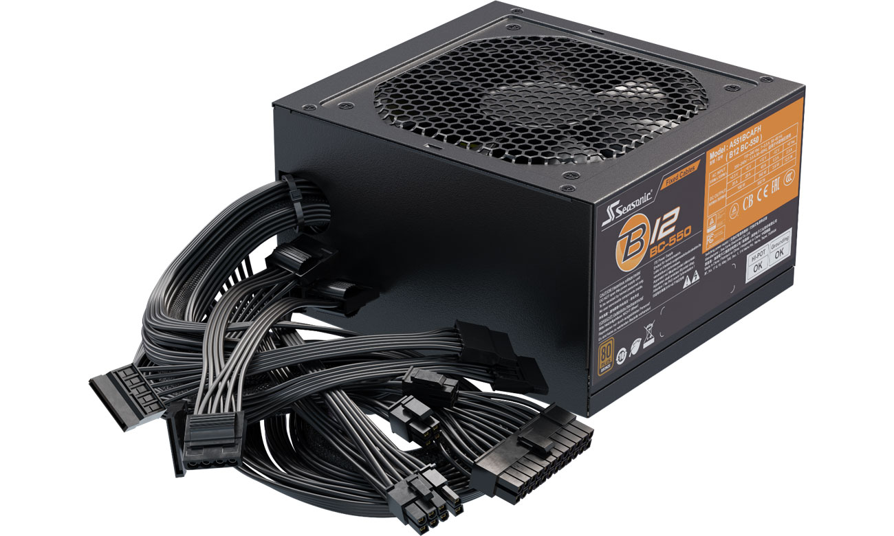 Seasonic B12 550 W 80 Plus Bronze kable